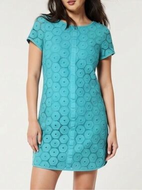 Adrianna Papell Aqua Blue Shift Dress